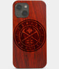 Carved Wood Denver Nuggets iPhone 13 Mini Case | Custom Denver Nuggets Gift, Birthday Gift | Personalized Mahogany Wood Cover, Gifts For Him, Monogrammed Gift For Fan | by Engraved In Nature