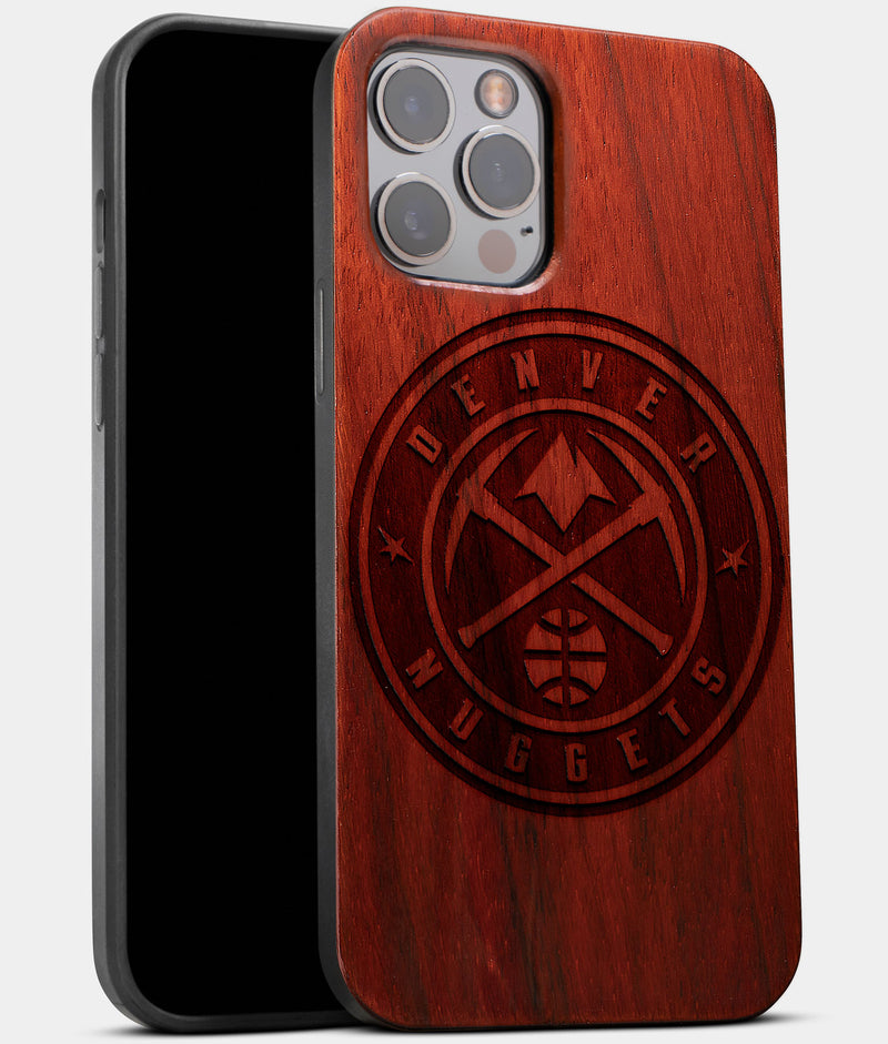 Best Wood Denver Nuggets iPhone 13 Pro Case | Custom Denver Nuggets Gift | Mahogany Wood Cover - Engraved In Nature