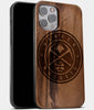 Best Wood Denver Nuggets iPhone 13 Pro Max Case | Custom Denver Nuggets Gift | Walnut Wood Cover - Engraved In Nature