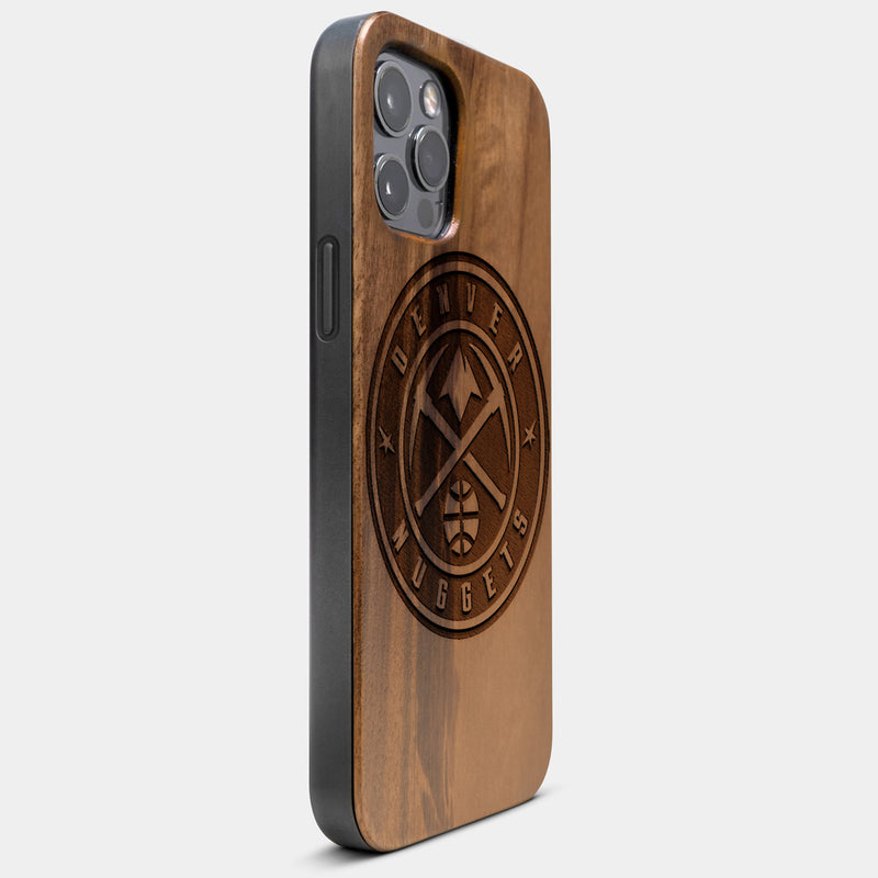 Best Wood Denver Nuggets iPhone 13 Pro Max Case | Custom Denver Nuggets Gift | Walnut Wood Cover - Engraved In Nature