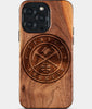 Eco-friendly Denver Nuggets iPhone 15 Pro Max Case - Carved Wood Custom Denver Nuggets Gift For Him - Monogrammed Personalized iPhone 15 Pro Max Cover By Engraved In Nature