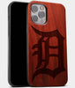 Best Wood Detroit Tigers iPhone 13 Pro Max Case | Custom Detroit Tigers Gift | Mahogany Wood Cover - Engraved In Nature