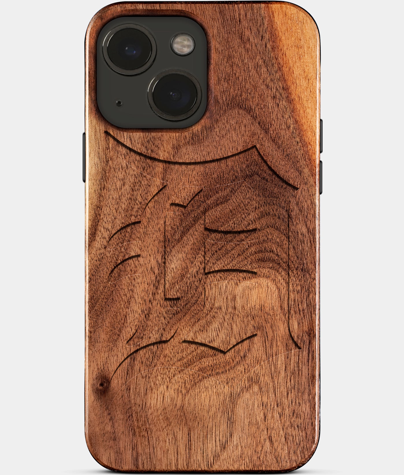 Eco-friendly Detroit Tigers iPhone 15 Case - Carved Wood Custom Detroit Tigers Gift For Him - Monogrammed Personalized iPhone 15 Cover By Engraved In Nature