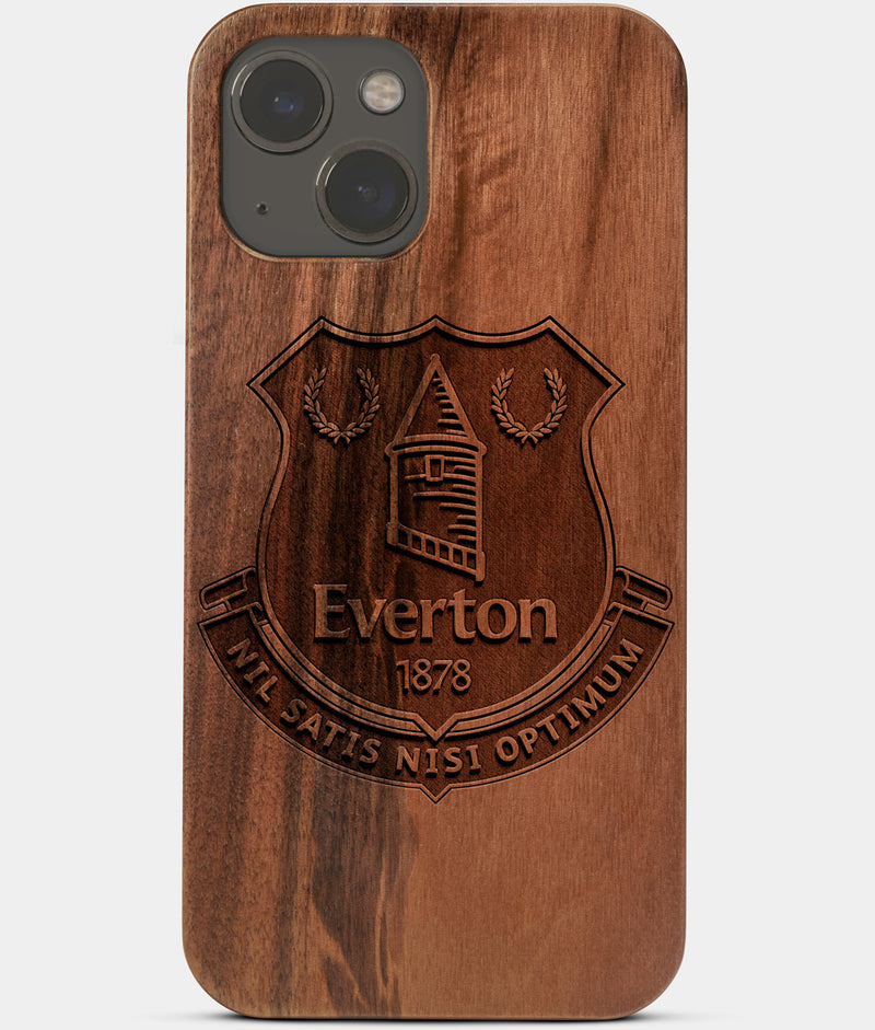 Carved Wood Everton F.C. iPhone 13 Case | Custom Everton F.C. Gift, Birthday Gift | Personalized Mahogany Wood Cover, Gifts For Him, Monogrammed Gift For Fan | by Engraved In Nature