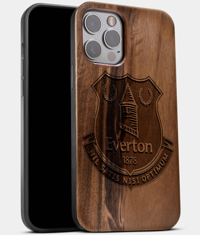Best Wood Everton F.C. iPhone 13 Pro Max Case | Custom Everton F.C. Gift | Walnut Wood Cover - Engraved In Nature