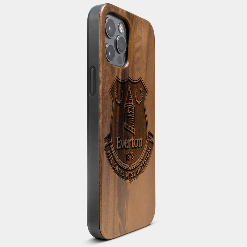 Best Wood Everton F.C. iPhone 13 Pro Max Case | Custom Everton F.C. Gift | Walnut Wood Cover - Engraved In Nature