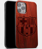Best Wood FC Barcelona iPhone 13 Pro Case | Custom FC Barcelona Gift | Mahogany Wood Cover - Engraved In Nature
