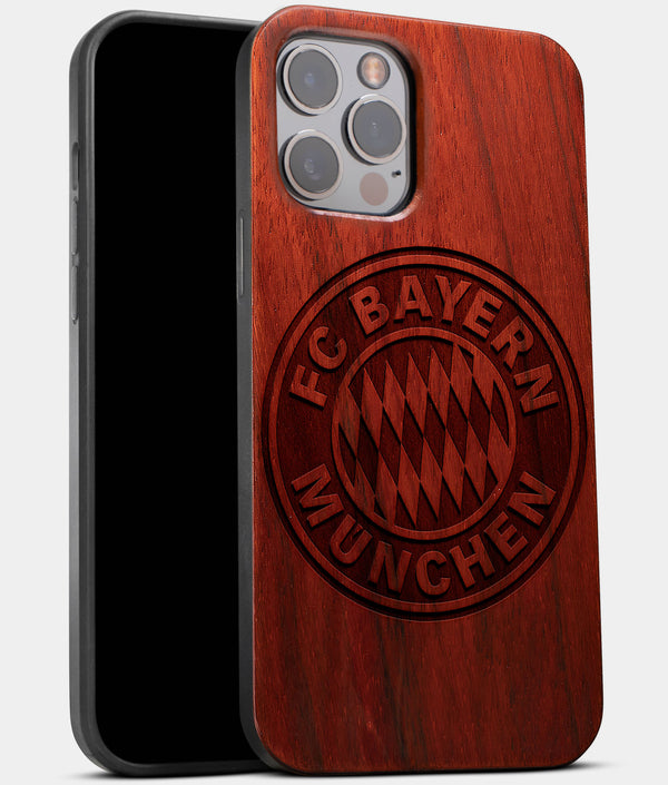 Best Wood FC Bayern Munich iPhone 13 Pro Case | Custom FC Bayern Munich Gift | Mahogany Wood Cover - Engraved In Nature