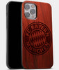 Best Wood FC Bayern Munich iPhone 13 Pro Case | Custom FC Bayern Munich Gift | Mahogany Wood Cover - Engraved In Nature
