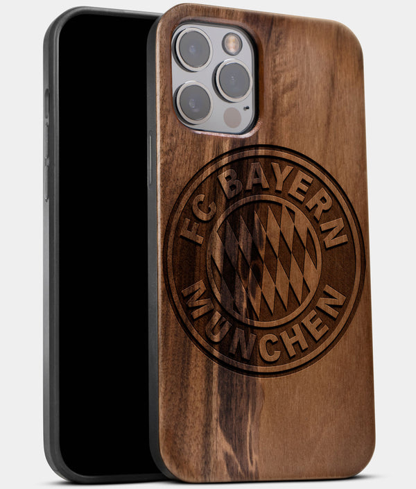 Best Wood FC Bayern Munich iPhone 13 Pro Case | Custom FC Bayern Munich Gift | Walnut Wood Cover - Engraved In Nature
