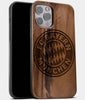 Best Wood FC Bayern Munich iPhone 13 Pro Case | Custom FC Bayern Munich Gift | Walnut Wood Cover - Engraved In Nature