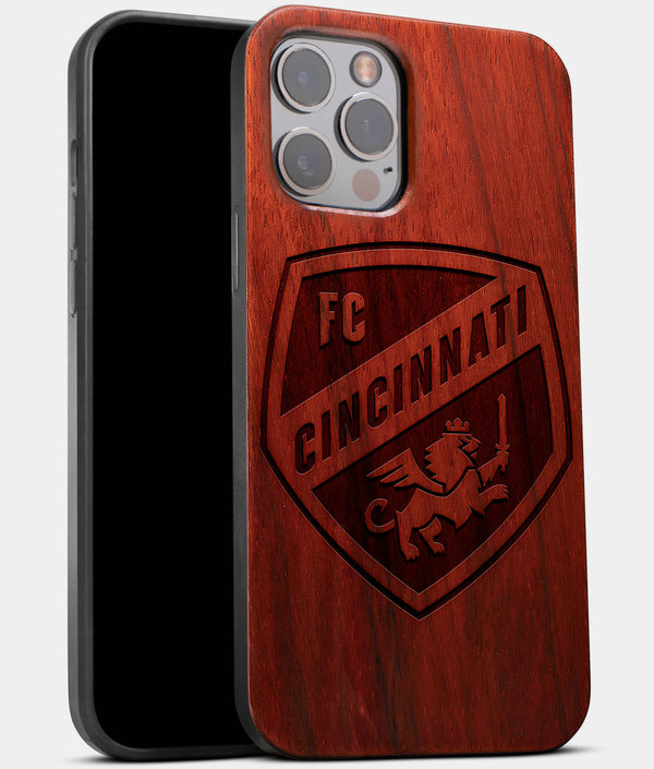 Best Wood FC Cincinnati iPhone 13 Pro Case | Custom FC Cincinnati Gift | Mahogany Wood Cover - Engraved In Nature