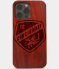 Carved Wood FC Cincinnati iPhone 13 Pro Case | Custom FC Cincinnati Gift, Birthday Gift | Personalized Mahogany Wood Cover, Gifts For Him, Monogrammed Gift For Fan | by Engraved In Nature