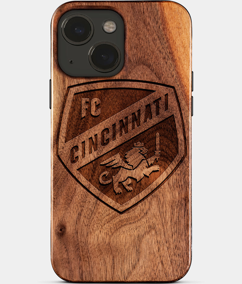 Eco-friendly FC Cincinnati iPhone 15 Case - Carved Wood Custom FC Cincinnati Gift For Him - Monogrammed Personalized iPhone 15 Cover By Engraved In Nature