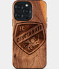 Eco-friendly FC Cincinnati iPhone 15 Pro Max Case - Carved Wood Custom FC Cincinnati Gift For Him - Monogrammed Personalized iPhone 15 Pro Max Cover By Engraved In Nature