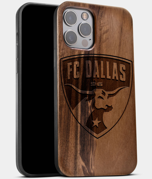 Best Wood FC Dallas iPhone 13 Pro Case | Custom FC Dallas Gift | Walnut Wood Cover - Engraved In Nature