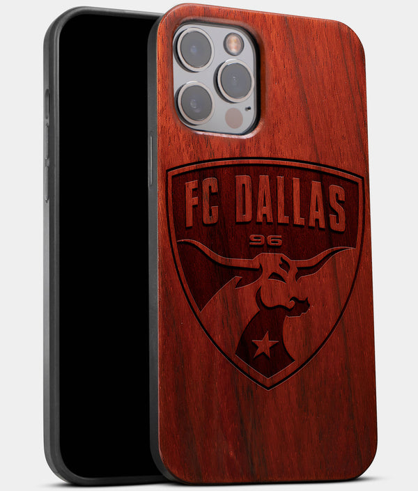 Best Wood FC Dallas iPhone 13 Pro Max Case | Custom FC Dallas Gift | Mahogany Wood Cover - Engraved In Nature