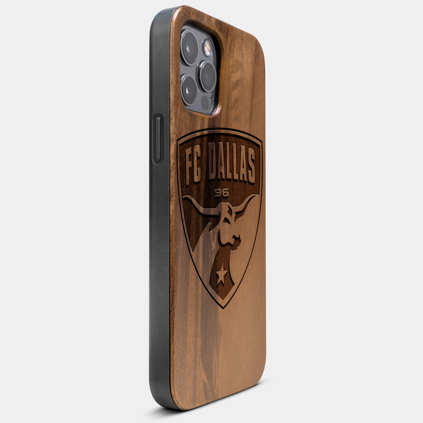 Best Wood FC Dallas iPhone 13 Pro Max Case | Custom FC Dallas Gift | Walnut Wood Cover - Engraved In Nature