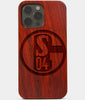 Carved Wood FC Schalke 04 iPhone 13 Pro Case | Custom FC Schalke 04 Gift, Birthday Gift | Personalized Mahogany Wood Cover, Gifts For Him, Monogrammed Gift For Fan | by Engraved In Nature