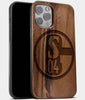 Best Wood FC Schalke 04 iPhone 13 Pro Case | Custom FC Schalke 04 Gift | Walnut Wood Cover - Engraved In Nature