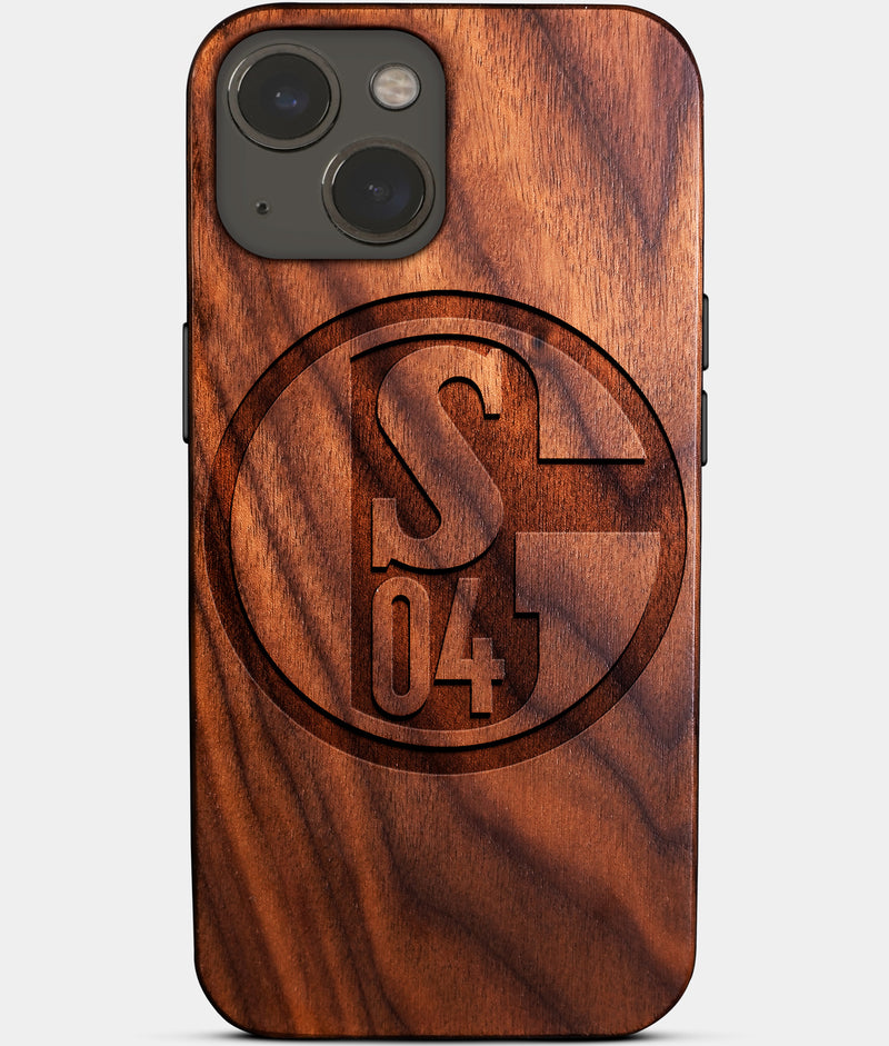 Eco-friendly FC Schalke 04 iPhone 14 Case - Carved Wood Custom FC Schalke 04 Gift For Him - Monogrammed Personalized iPhone 14 Cover By Engraved In Nature