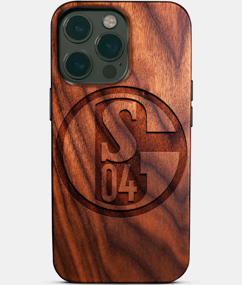 Eco-friendly FC Schalke 04 iPhone 14 Pro Max Case - Carved Wood Custom FC Schalke 04 Gift For Him - Monogrammed Personalized iPhone 14 Pro Max Cover By Engraved In Nature