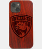 Carved Wood Florida Panthers iPhone 13 Case | Custom Florida Panthers Gift, Birthday Gift | Personalized Mahogany Wood Cover, Gifts For Him, Monogrammed Gift For Fan | by Engraved In Nature