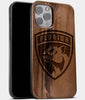 Best Wood Florida Panthers iPhone 13 Pro Max Case | Custom Florida Panthers Gift | Walnut Wood Cover - Engraved In Nature