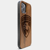 Best Wood Florida Panthers iPhone 13 Pro Max Case | Custom Florida Panthers Gift | Walnut Wood Cover - Engraved In Nature