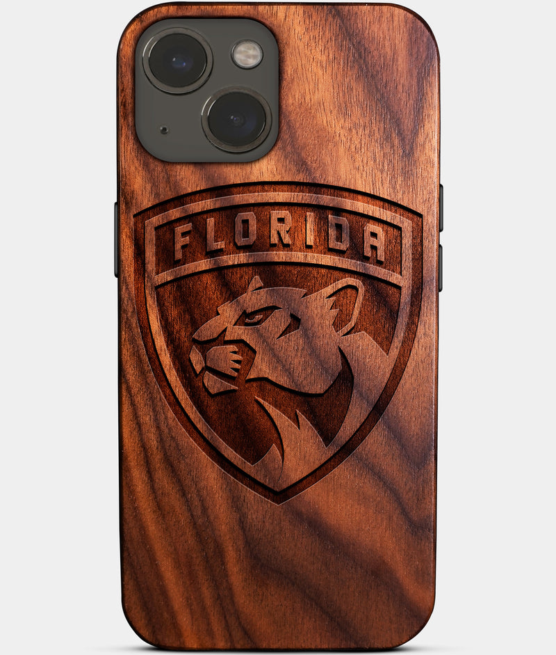 Eco-friendly Florida Panthers iPhone 14 Case - Carved Wood Custom Florida Panthers Gift For Him - Monogrammed Personalized iPhone 14 Cover By Engraved In Nature