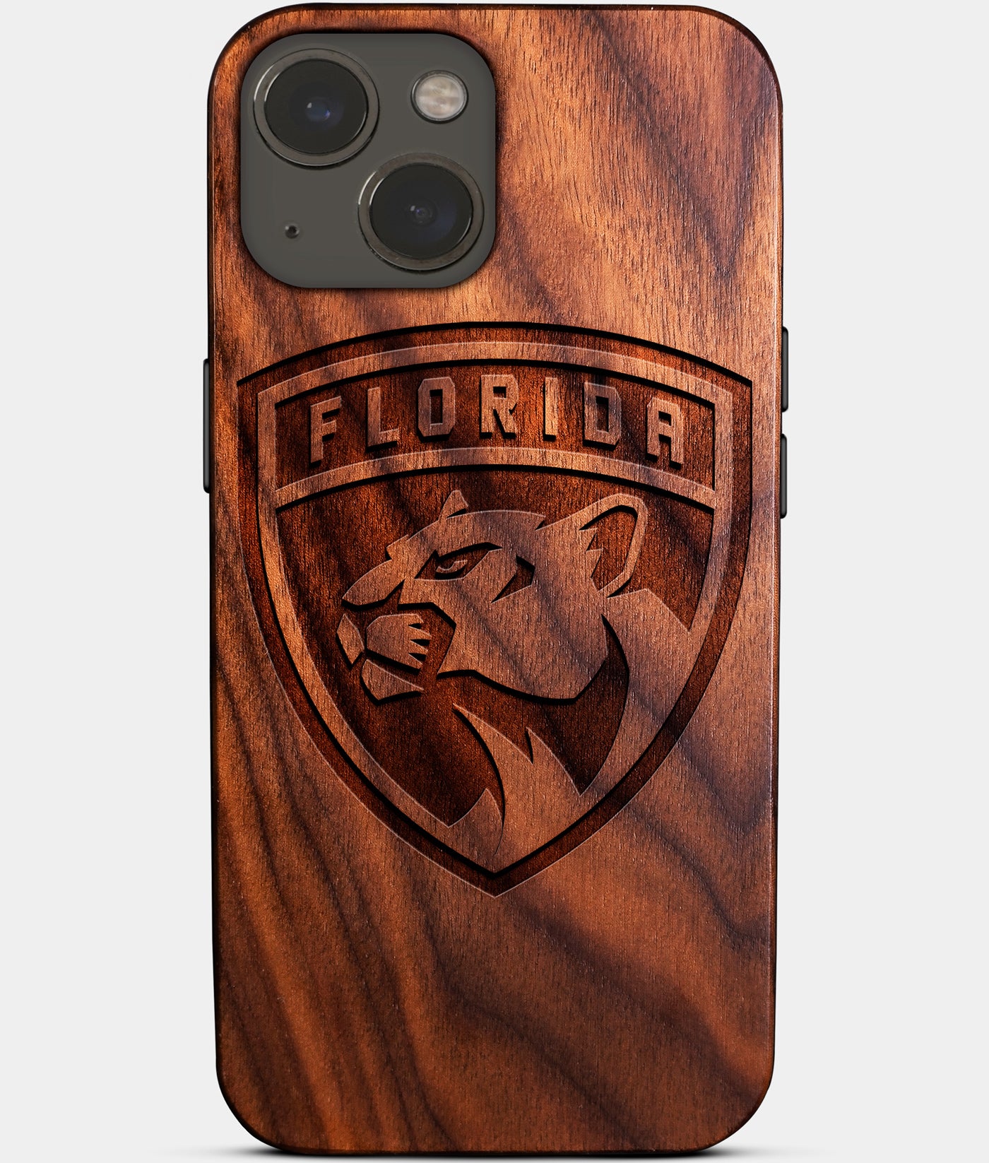 Eco-friendly Florida Panthers iPhone 14 Plus Case - Carved Wood Custom Florida Panthers Gift For Him - Monogrammed Personalized iPhone 14 Plus Cover By Engraved In Nature