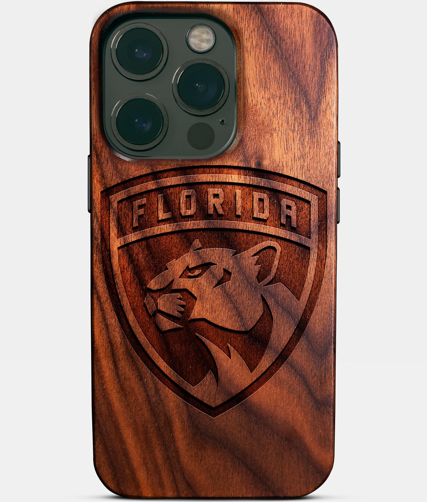 Eco-friendly Florida Panthers iPhone 14 Pro Case - Carved Wood Custom Florida Panthers Gift For Him - Monogrammed Personalized iPhone 14 Pro Cover By Engraved In Nature