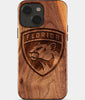 Eco-friendly Florida Panthers iPhone 15 Case - Carved Wood Custom Florida Panthers Gift For Him - Monogrammed Personalized iPhone 15 Cover By Engraved In Nature