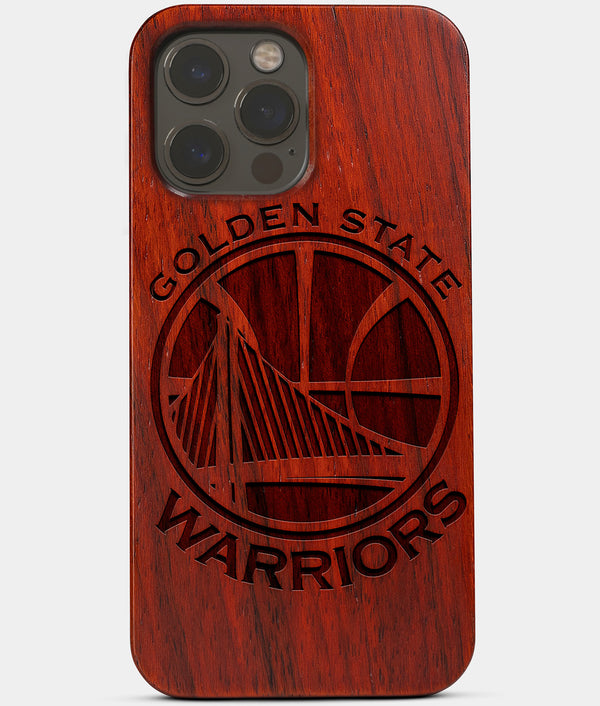 Carved Wood Golden State Warriors iPhone 13 Pro Case | Custom Golden State Warriors Gift, Birthday Gift | Personalized Mahogany Wood Cover, Gifts For Him, Monogrammed Gift For Fan | by Engraved In Nature