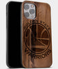 Best Wood Golden State Warriors iPhone 13 Pro Case | Custom Golden State Warriors Gift | Walnut Wood Cover - Engraved In Nature