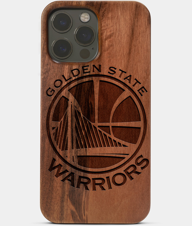 Carved Wood Golden State Warriors iPhone 13 Pro Case | Custom Golden State Warriors Gift, Birthday Gift | Personalized Mahogany Wood Cover, Gifts For Him, Monogrammed Gift For Fan | by Engraved In Nature