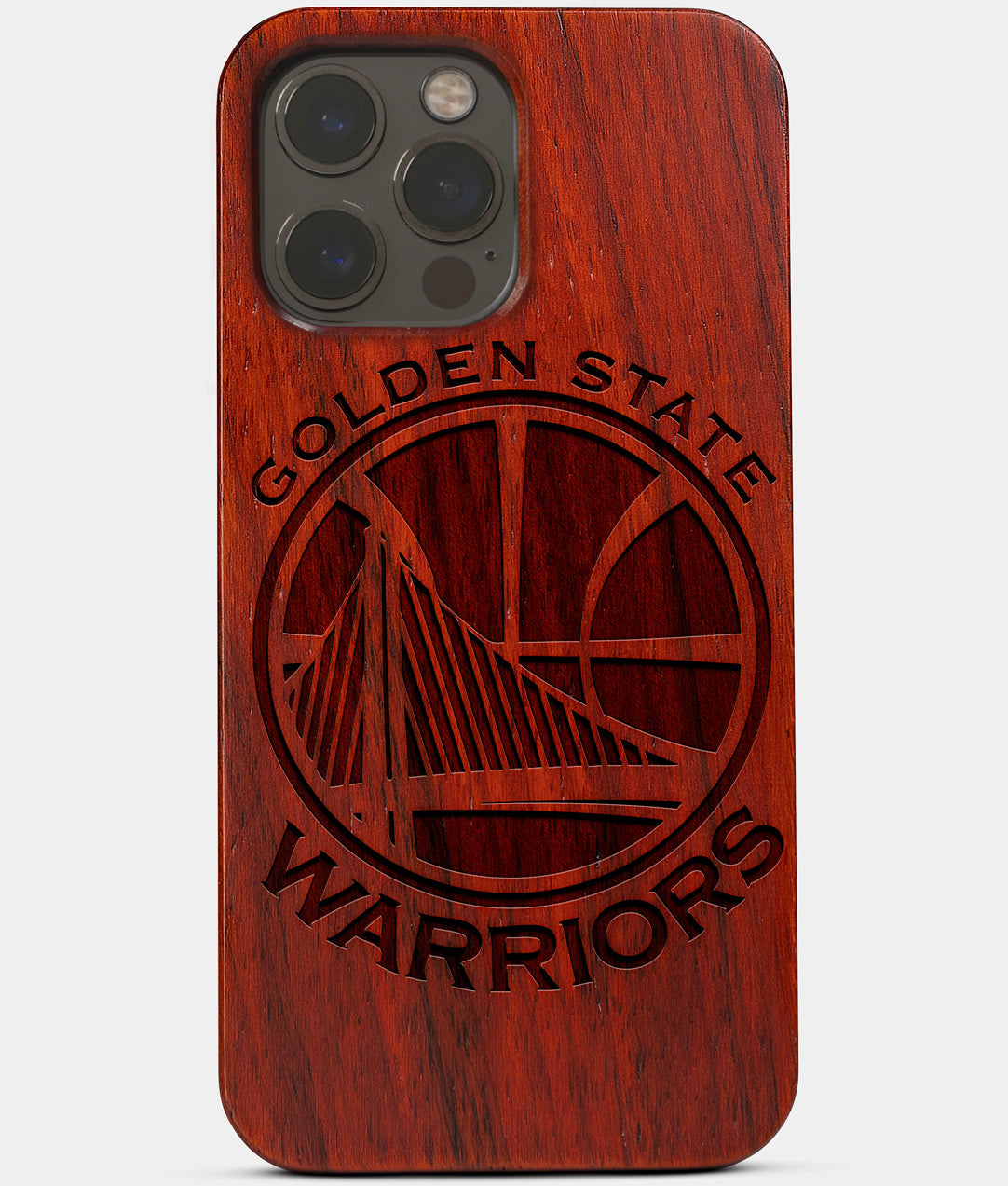 Carved Wood Golden State Warriors iPhone 13 Pro Max Case | Custom Golden State Warriors Gift, Birthday Gift | Personalized Mahogany Wood Cover, Gifts For Him, Monogrammed Gift For Fan | by Engraved In Nature