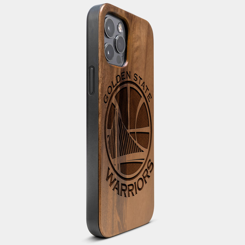 Best Wood Golden State Warriors iPhone 13 Pro Max Case | Custom Golden State Warriors Gift | Walnut Wood Cover - Engraved In Nature