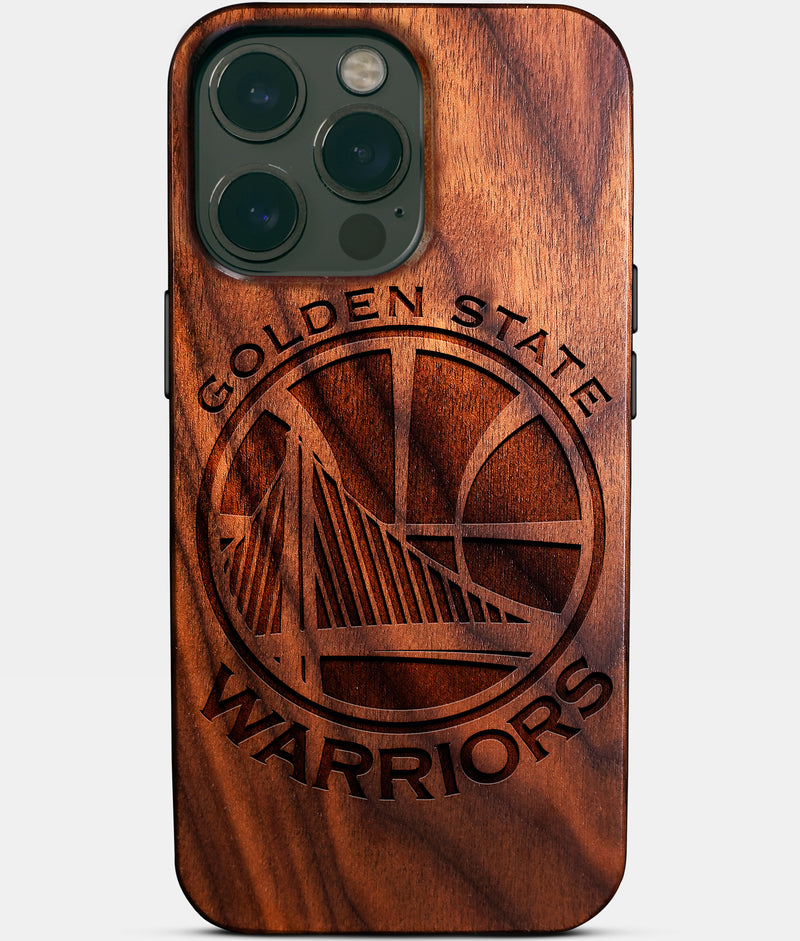 Eco-friendly Golden State Warriors iPhone 14 Pro Max Case - Carved Wood Custom Golden State Warriors Gift For Him - Monogrammed Personalized iPhone 14 Pro Max Cover By Engraved In Nature