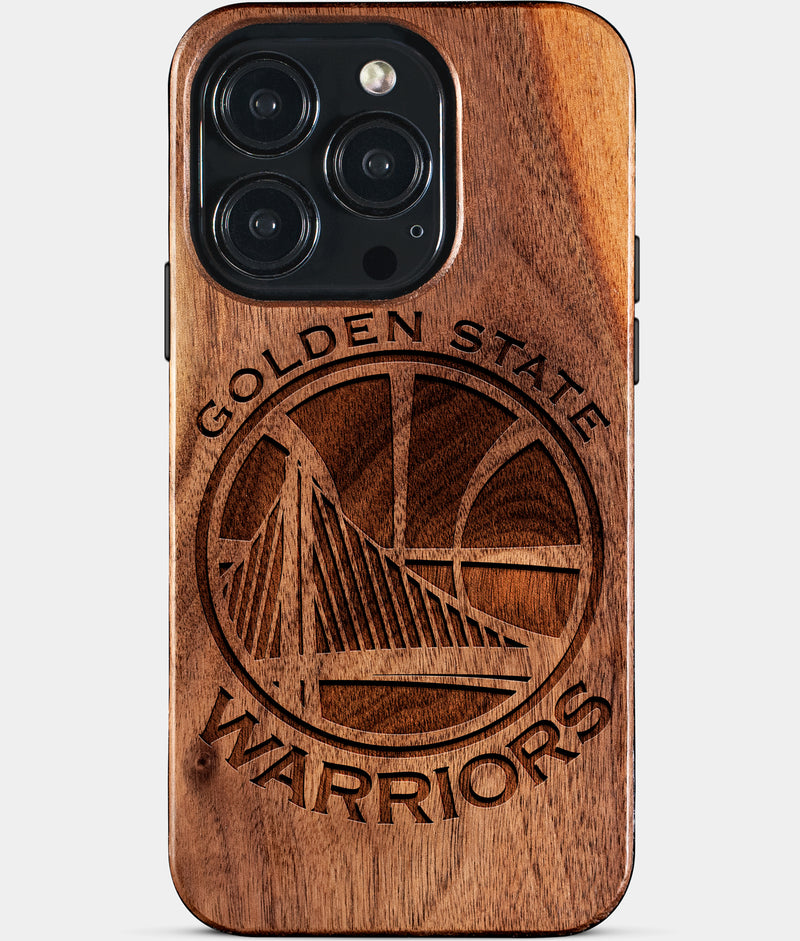 Eco-friendly Golden State Warriors iPhone 15 Pro Case - Carved Wood Custom Golden State Warriors Gift For Him - Monogrammed Personalized iPhone 15 Pro Cover By Engraved In Nature