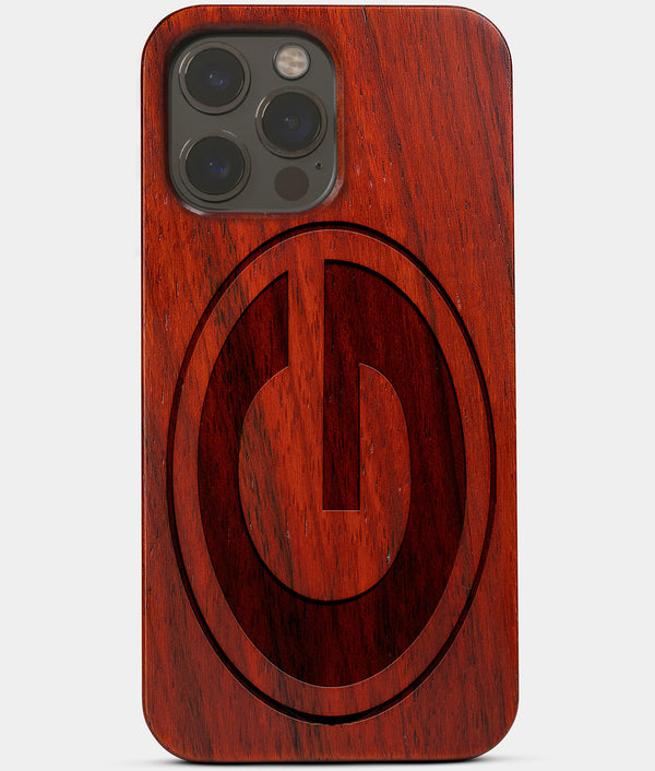 Carved Wood Green Bay Packers iPhone 13 Pro Case | Custom Green Bay Packers Gift, Birthday Gift | Personalized Mahogany Wood Cover, Gifts For Him, Monogrammed Gift For Fan | by Engraved In Nature
