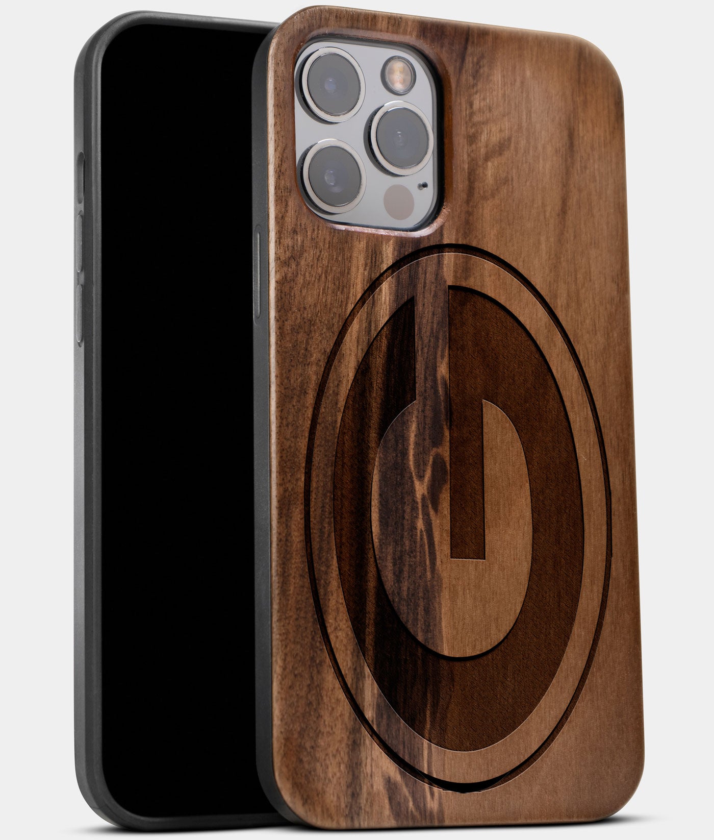 Best Wood Green Bay Packers iPhone 13 Pro Max Case | Custom Green Bay Packers Gift | Walnut Wood Cover - Engraved In Nature