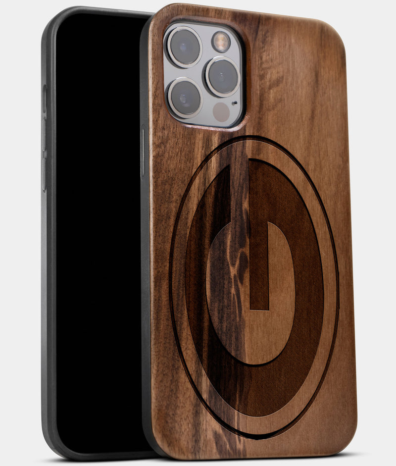 Best Wood Green Bay Packers iPhone 13 Pro Max Case | Custom Green Bay Packers Gift | Walnut Wood Cover - Engraved In Nature