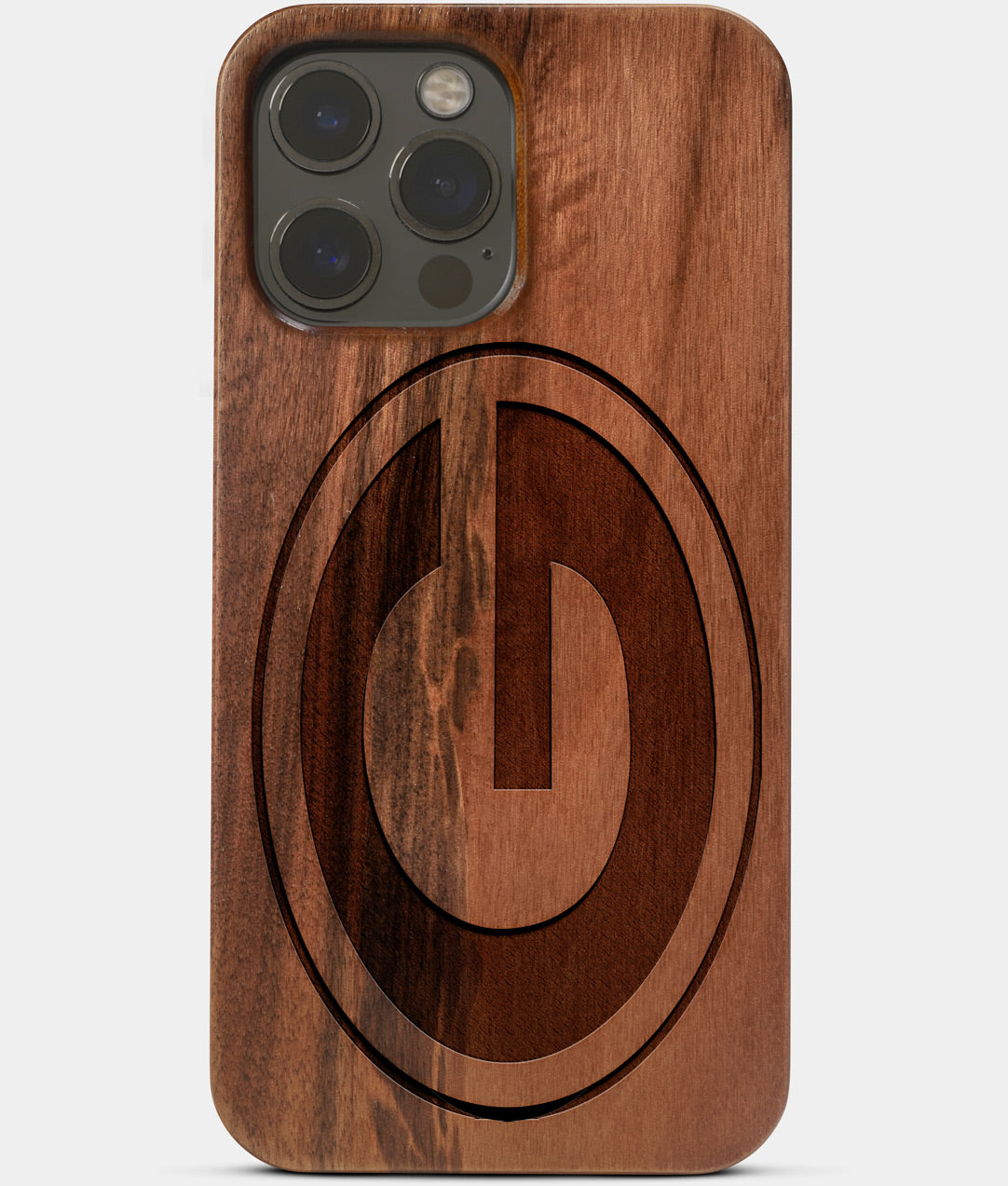 Carved Wood Green Bay Packers iPhone 13 Pro Max Case | Custom Green Bay Packers Gift, Birthday Gift | Personalized Mahogany Wood Cover, Gifts For Him, Monogrammed Gift For Fan | by Engraved In Nature