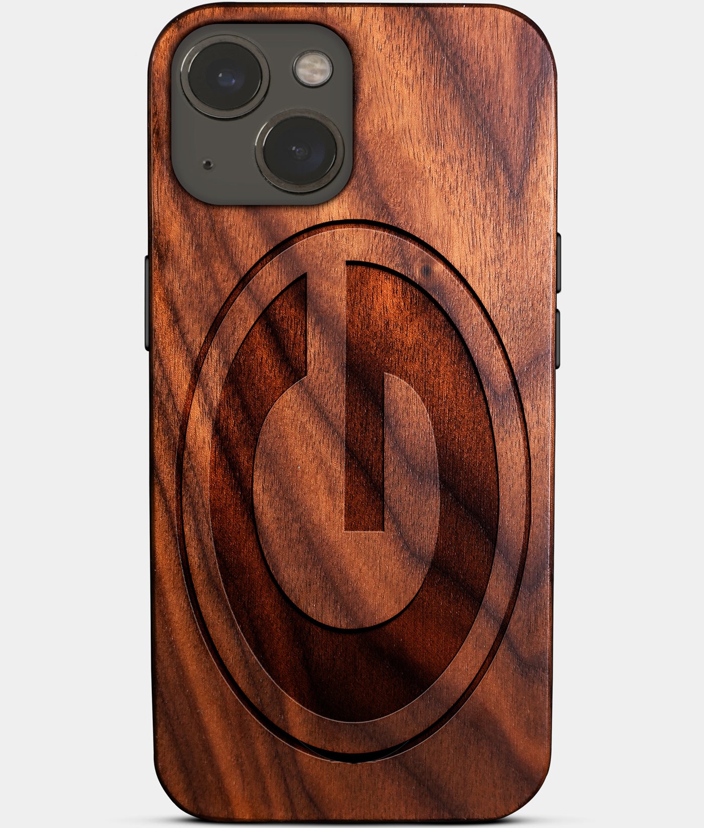 Eco-friendly Green Bay Packers iPhone 14 Plus Case - Carved Wood Custom Green Bay Packers Gift For Him - Monogrammed Personalized iPhone 14 Plus Cover By Engraved In Nature