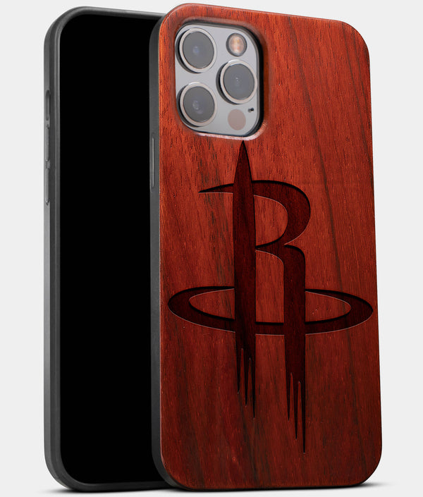Best Wood Houston Rockets iPhone 13 Pro Case | Custom Houston Rockets Gift | Mahogany Wood Cover - Engraved In Nature