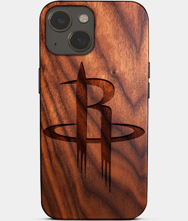 Eco-friendly Houston Rockets iPhone 14 Case - Carved Wood Custom Houston Rockets Gift For Him - Monogrammed Personalized iPhone 14 Cover By Engraved In Nature