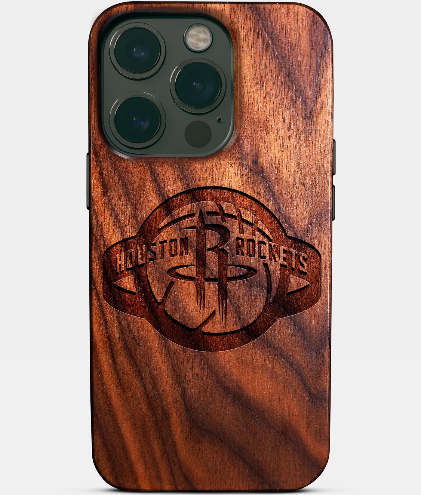 Eco-friendly Houston Rockets iPhone 14 Pro Case - Carved Wood Custom Houston Rockets Gift For Him - Monogrammed Personalized iPhone 14 Pro Cover By Engraved In Nature