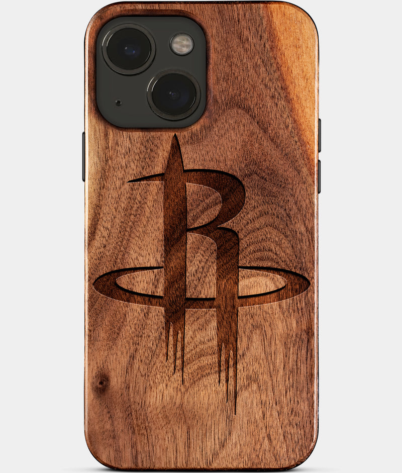 Eco-friendly Houston Rockets iPhone 15 Plus Case - Carved Wood Custom Houston Rockets Gift For Him - Monogrammed Personalized iPhone 15 Plus Cover By Engraved In Nature