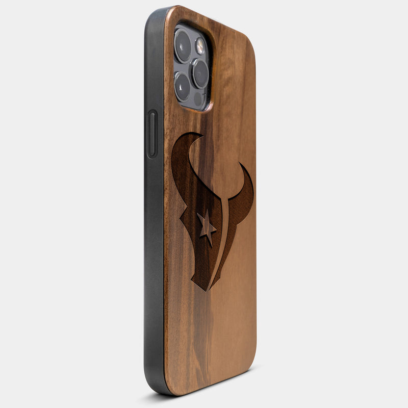 Best Wood Houston Texans iPhone 13 Pro Max Case | Custom Houston Texans Gift | Walnut Wood Cover - Engraved In Nature